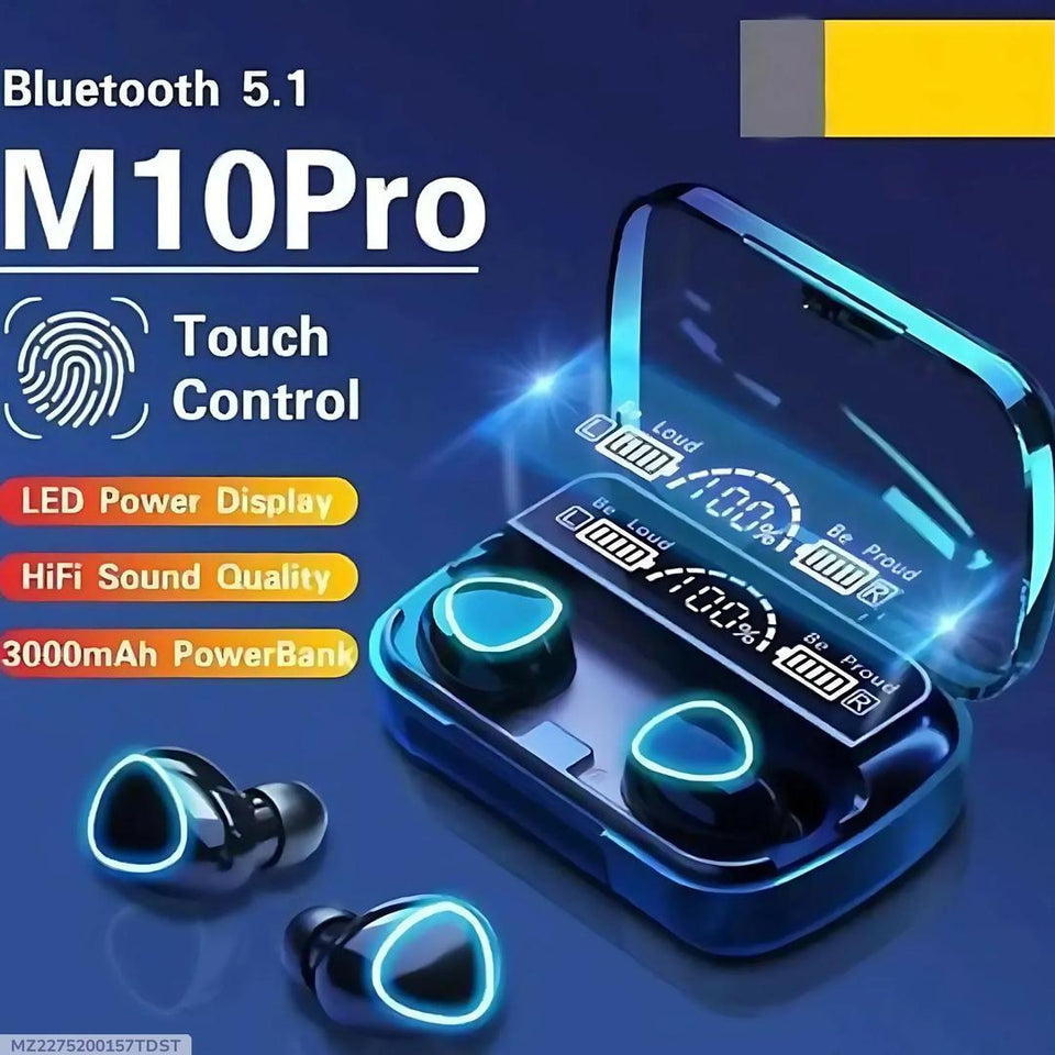 M10 Wireless Earbuds Bluetooth 5.1 Touch Control LED Power Display