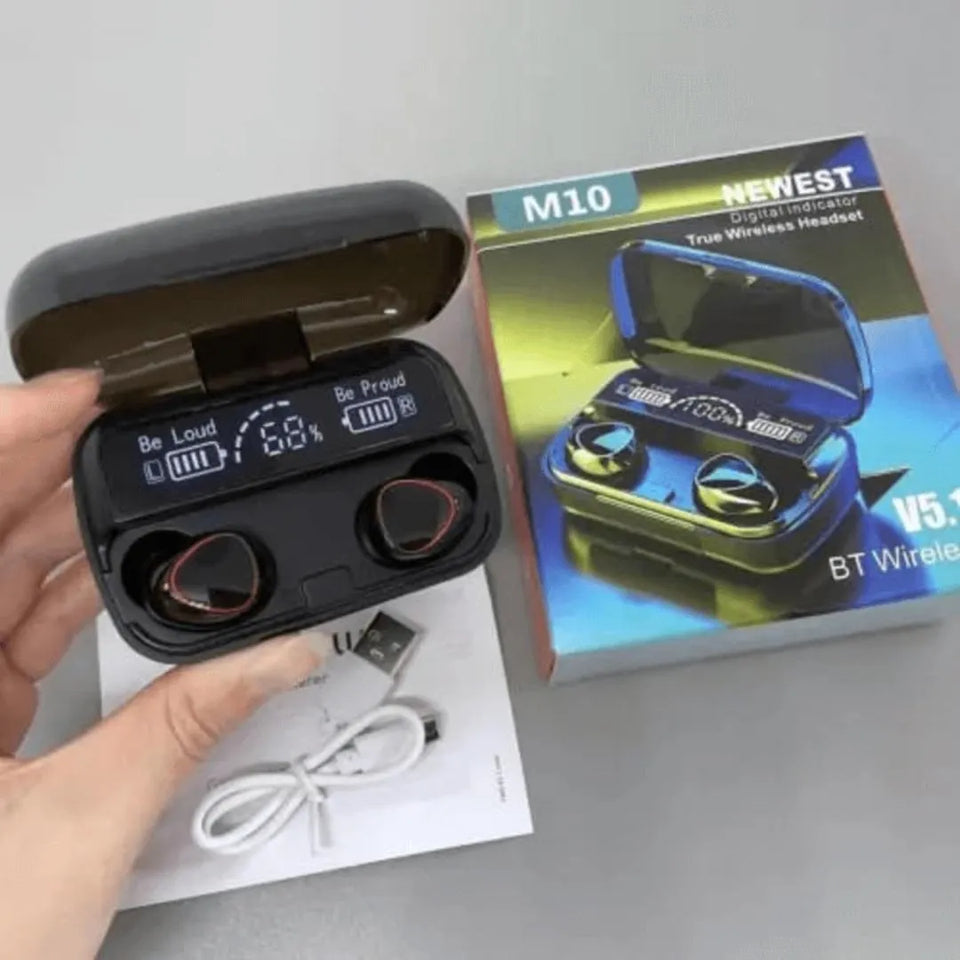 M10 Wireless Earbuds Bluetooth 5.1 Touch Control LED Power Display