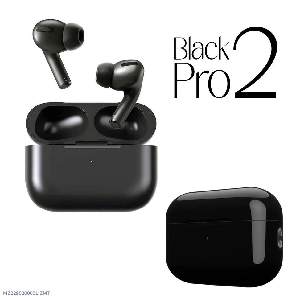 Black Pro 2 Wireless Earbuds with Charging Case