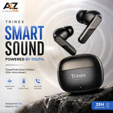Trinex PowerPods Smart Edition Wireless Earbuds TWS Bluetooth Earbuds With Mic, 35H Long Battery Life, Voice Changer, Smart Sound, Clear Calls, In-Ear Handsfree For Gaming, Music & Daily Use