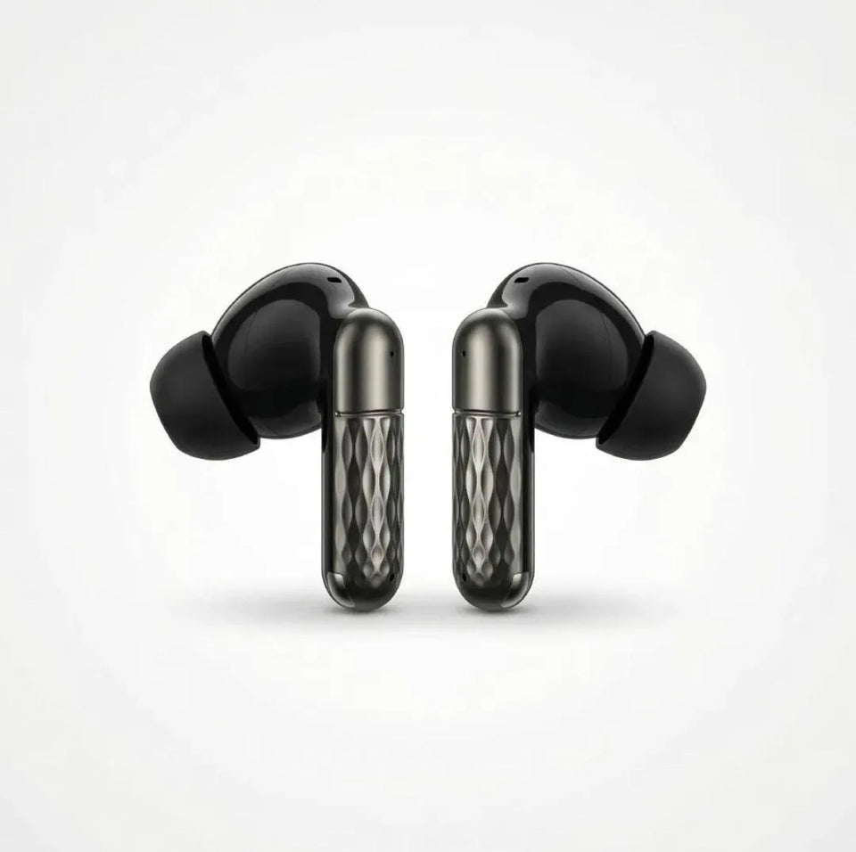 TWS Wireless Earbuds Yellow Black Battery Charging