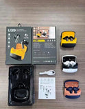 TWS Wireless Earbuds Yellow Black Battery Charging